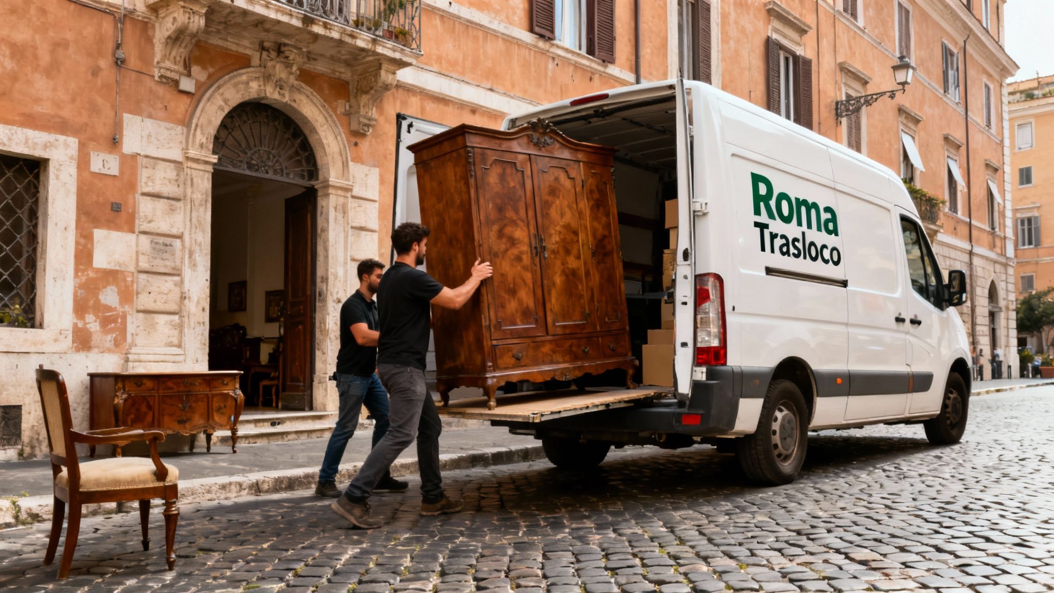 Traslochi Quartiere Ripa Roma - squadra di professionisti carica con cura un furgone per un trasloco sicuro e veloce.