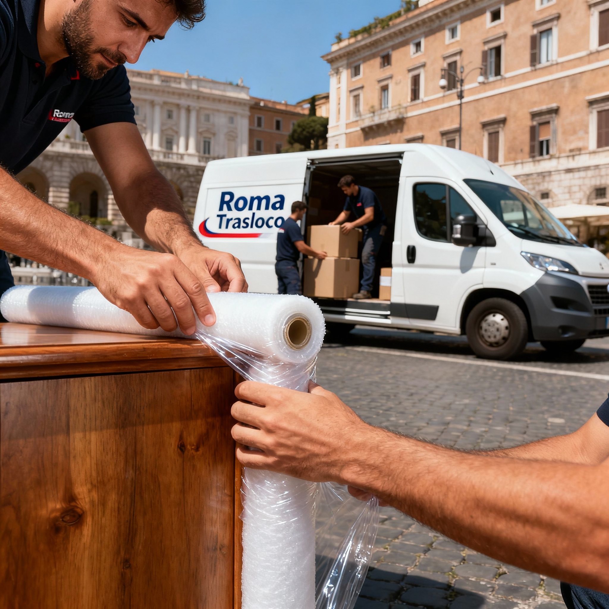 Traslochi Economici Roma - Dettaglio sull'uso di materiali d'imballaggio professionali per la massima sicurezza.