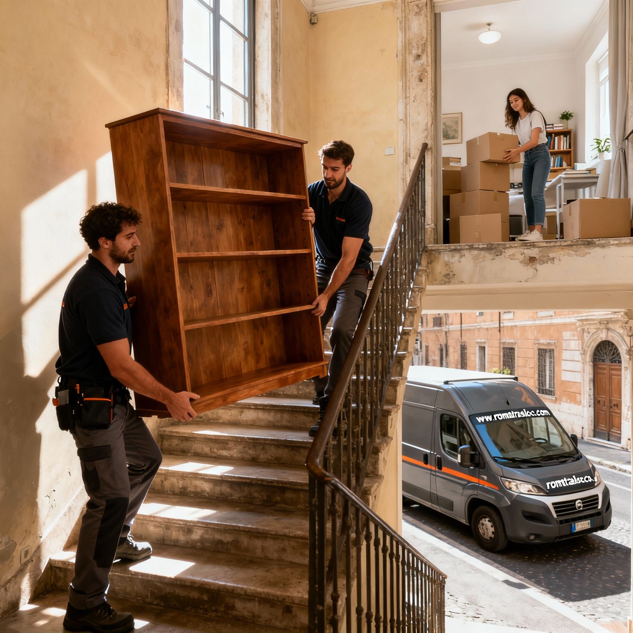 Traslochi studenti Roma - team di traslocatori esperti che collabora per spostare mobili pesanti con professionalità.