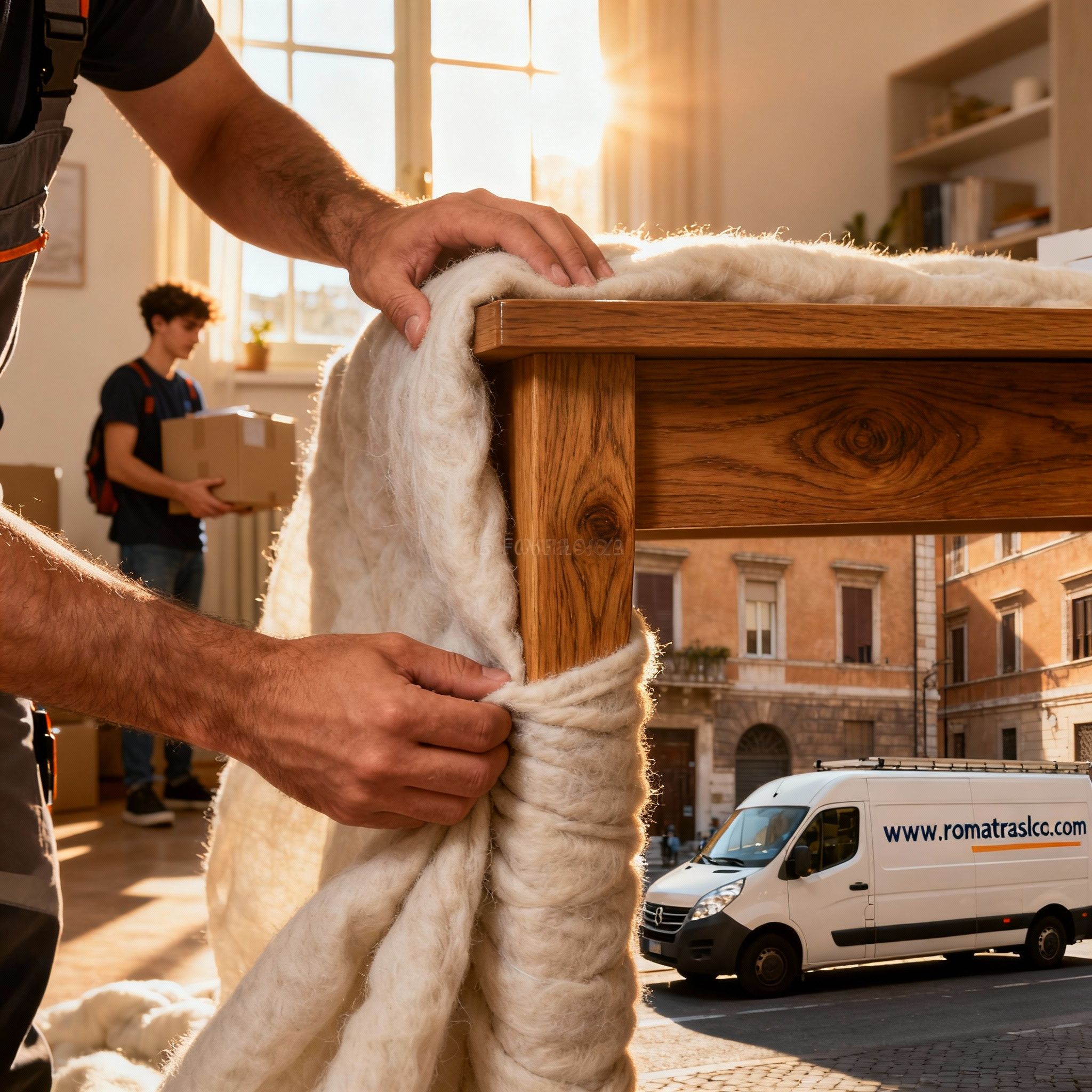 Traslochi studenti Roma: dettaglio su attrezzature professionali e imballaggio sicuro per la massima protezione.