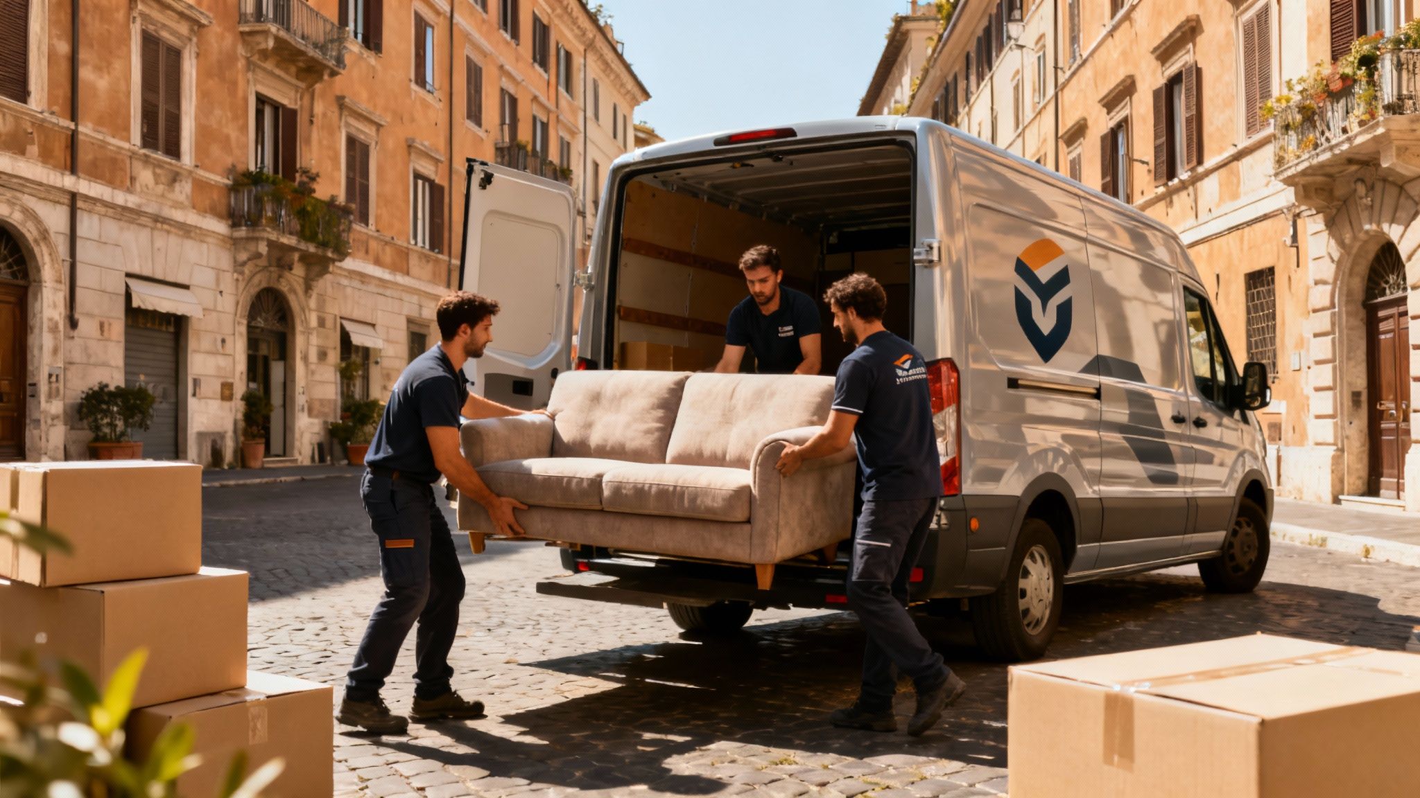 Trasloco Alessandrino - Squadra professionale carica un furgone moderno a Roma.