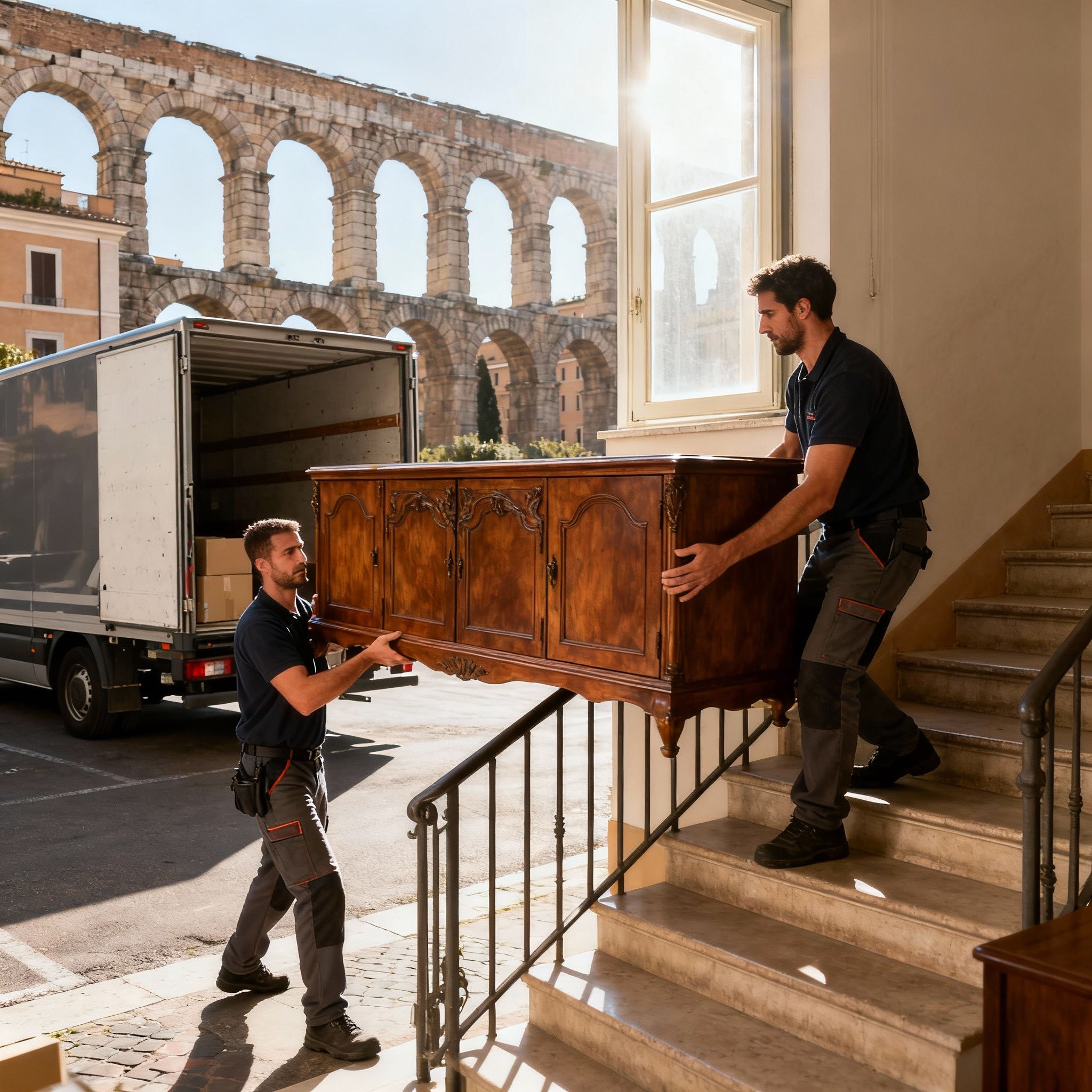 Trasloco Appio-Pignatelli - Team di professionisti trasporta con cura un mobile di valore durante il servizio.