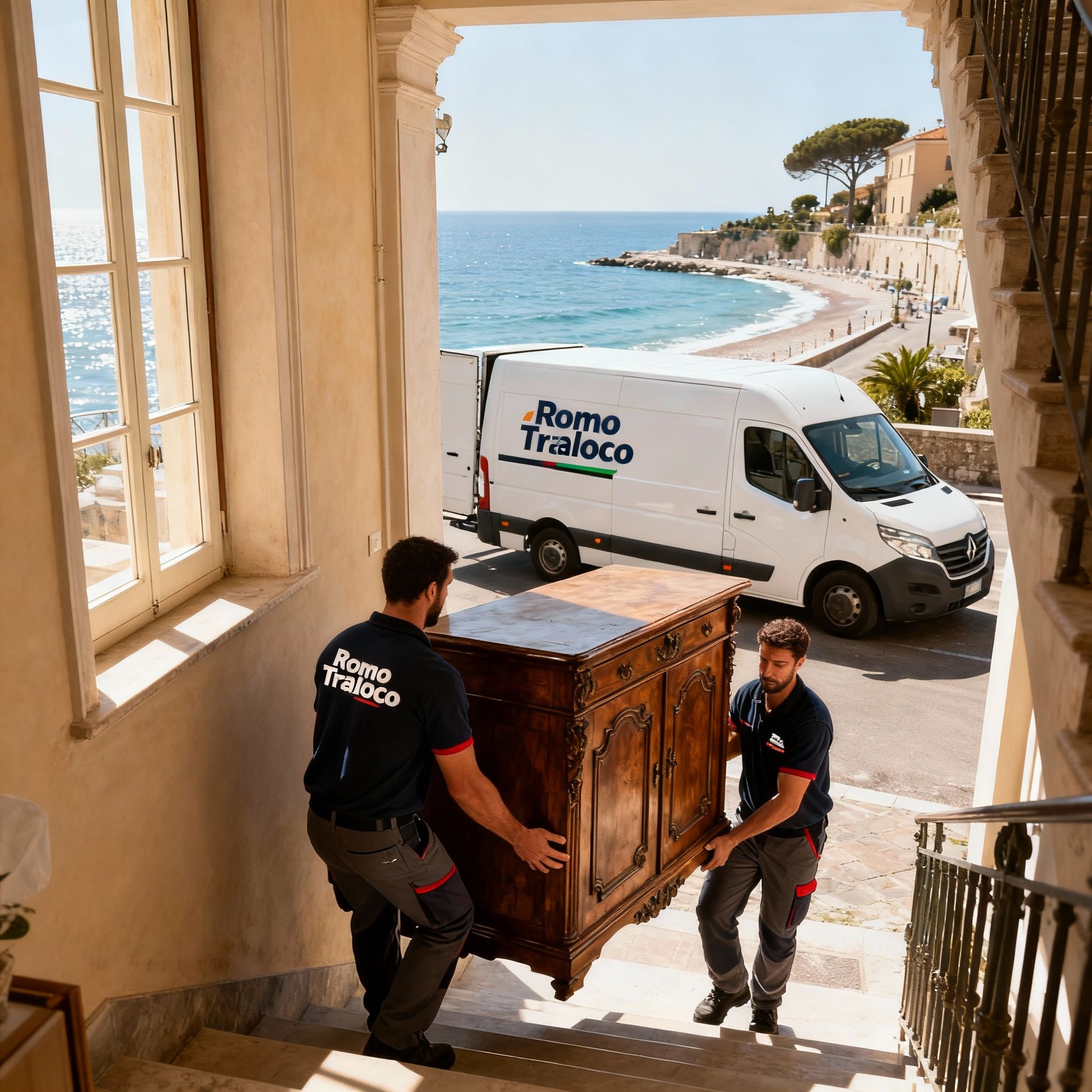 Trasloco Lido di Castel Fusano - Team di professionisti che trasporta con cura mobili di pregio durante il servizio specializzato.