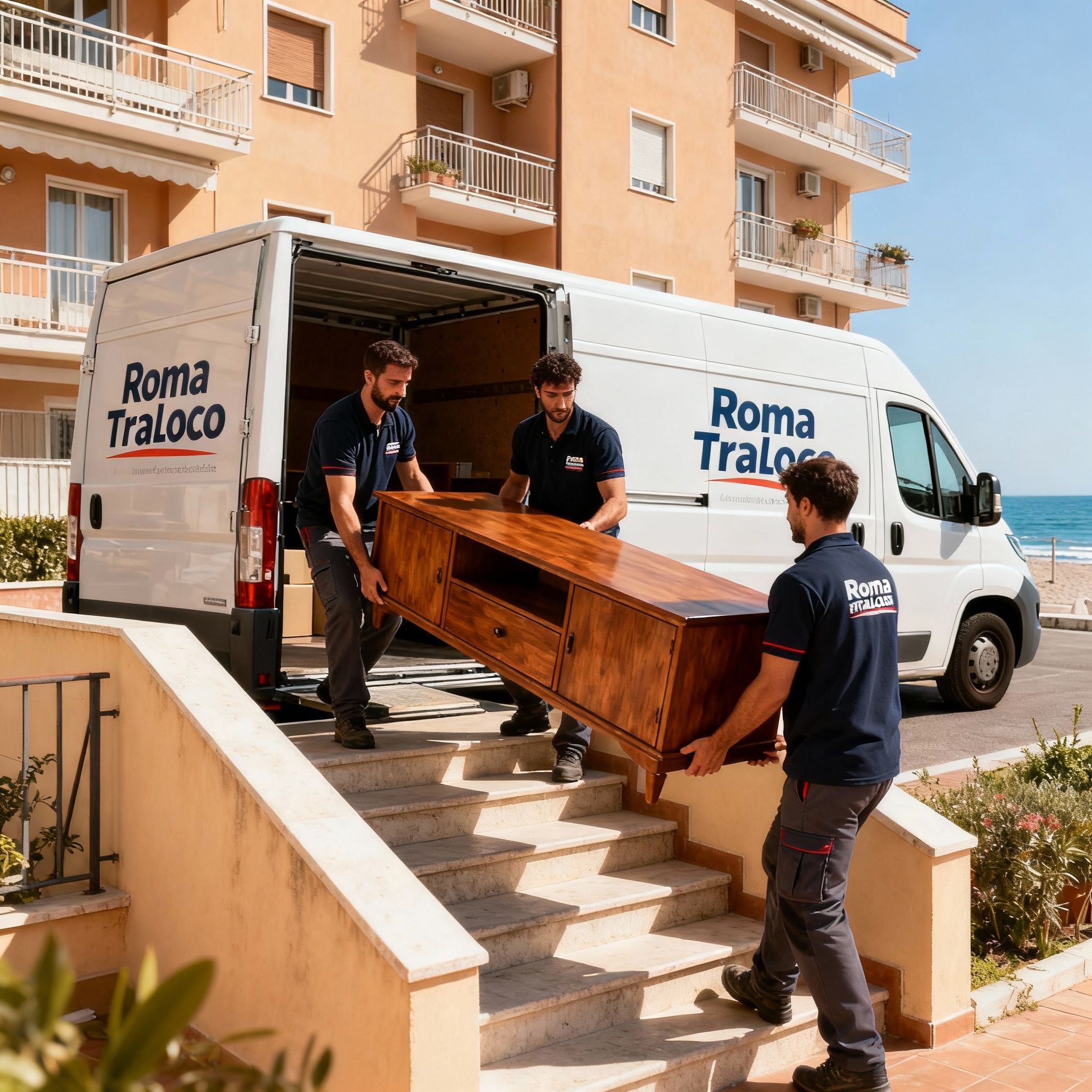 Trasloco Lido di Ostia Levante - team di traslocatori esperti movimenta mobili pesanti con coordinazione e cura.