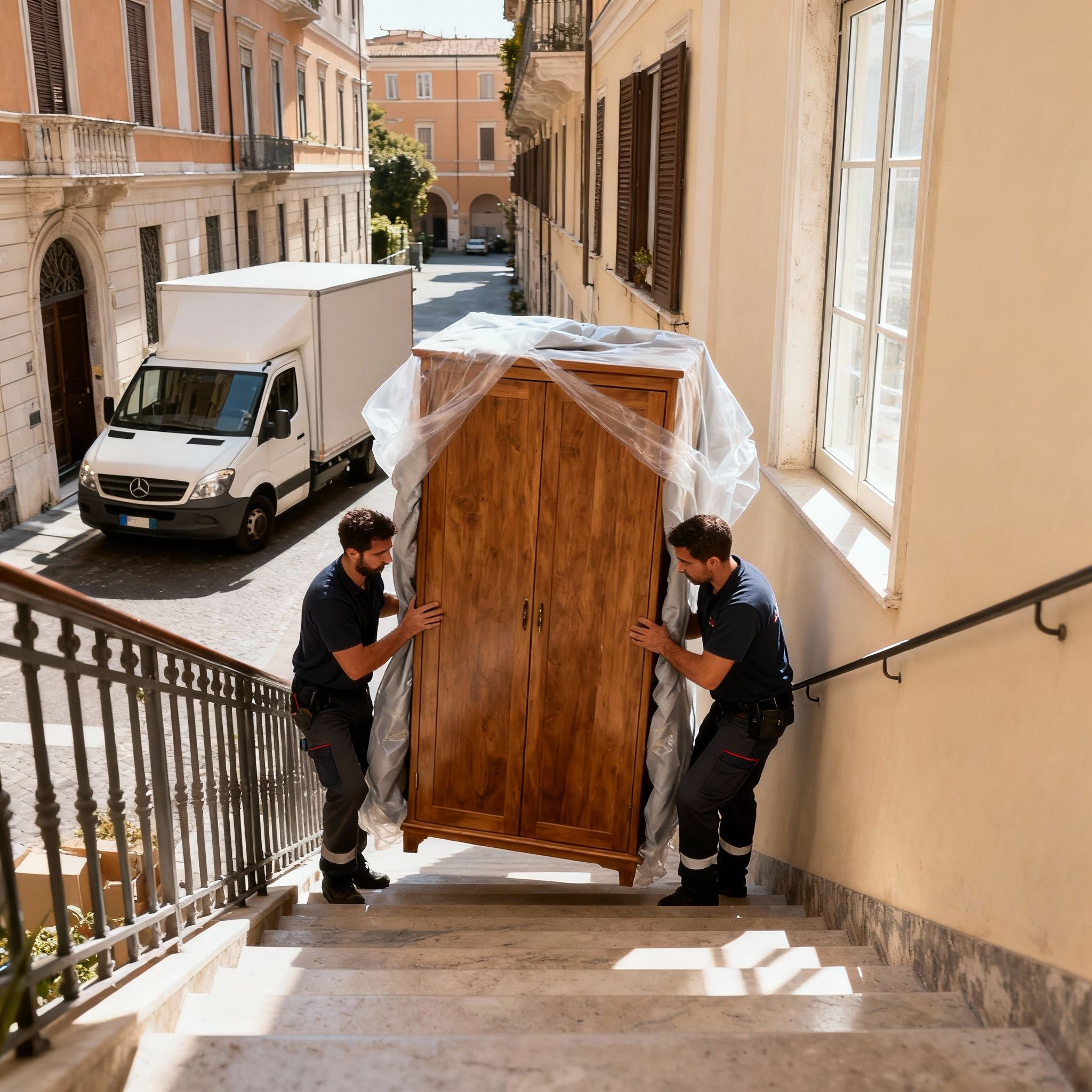 Trasloco Prenestino-Labicano - Team di traslocatori esperti che collabora per spostare arredi pesanti con la massima cura.