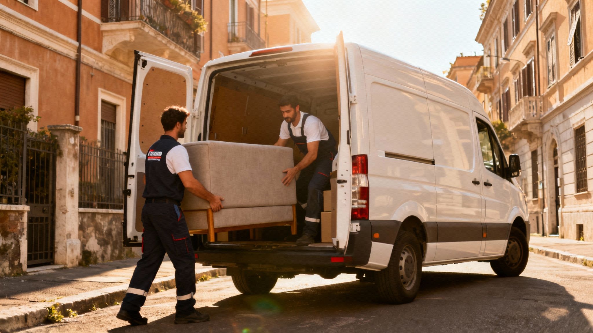Trasloco Tuscolano Roma - Squadra di traslocatori professionisti carica con efficienza un furgone nel quartiere.