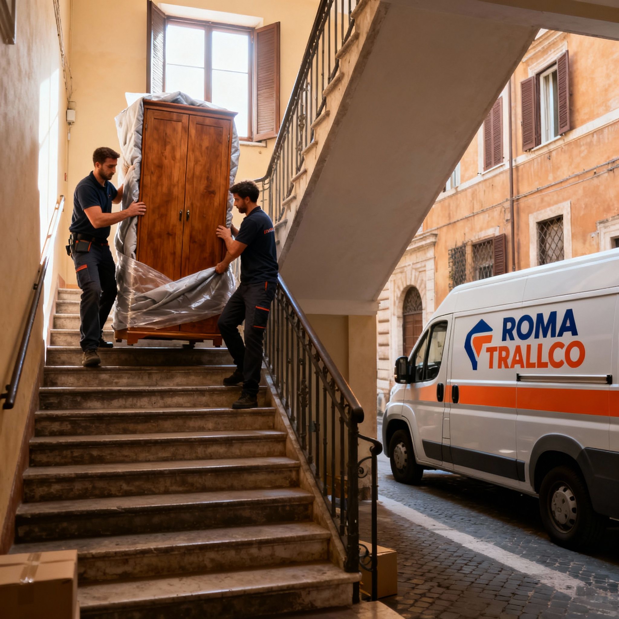 Quartiere Bel Poggio - operatori maschili collaborano su scale romane