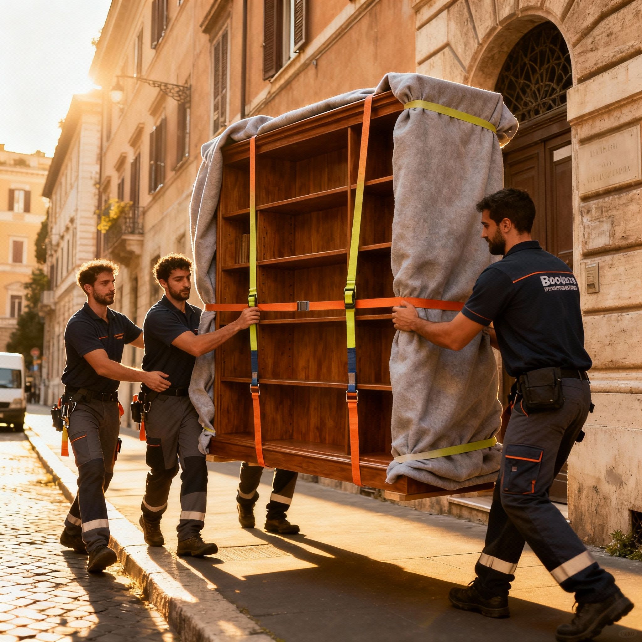 Quartiere Borghesiana - team trasporta librerie con sicurezza