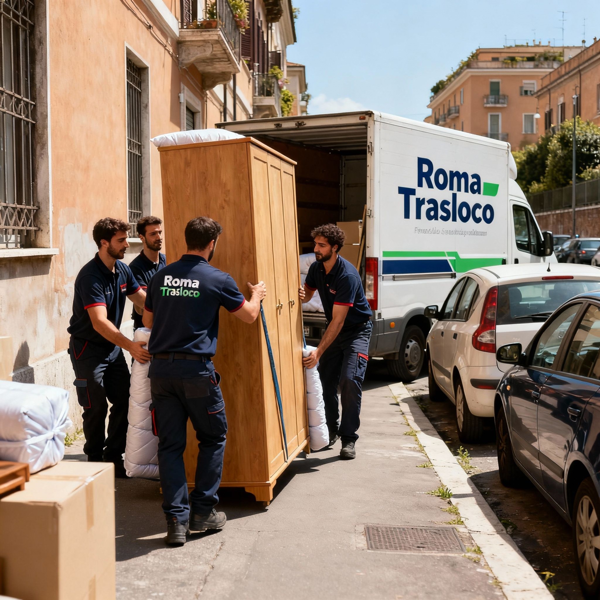 Quartiere Centocelle - team trasporta armadio