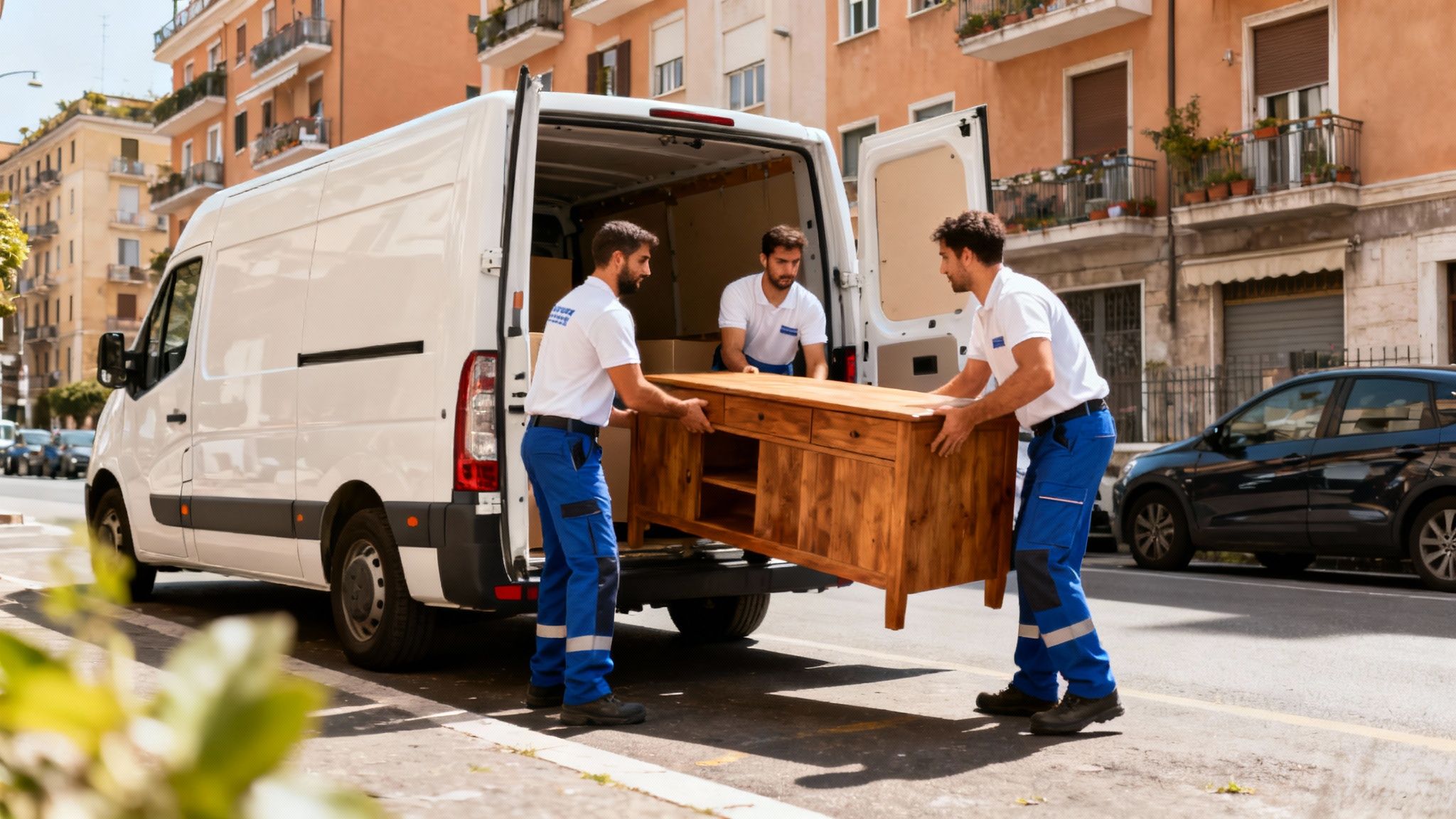 Quartiere Centocelle - squadra carica mobili su furgone