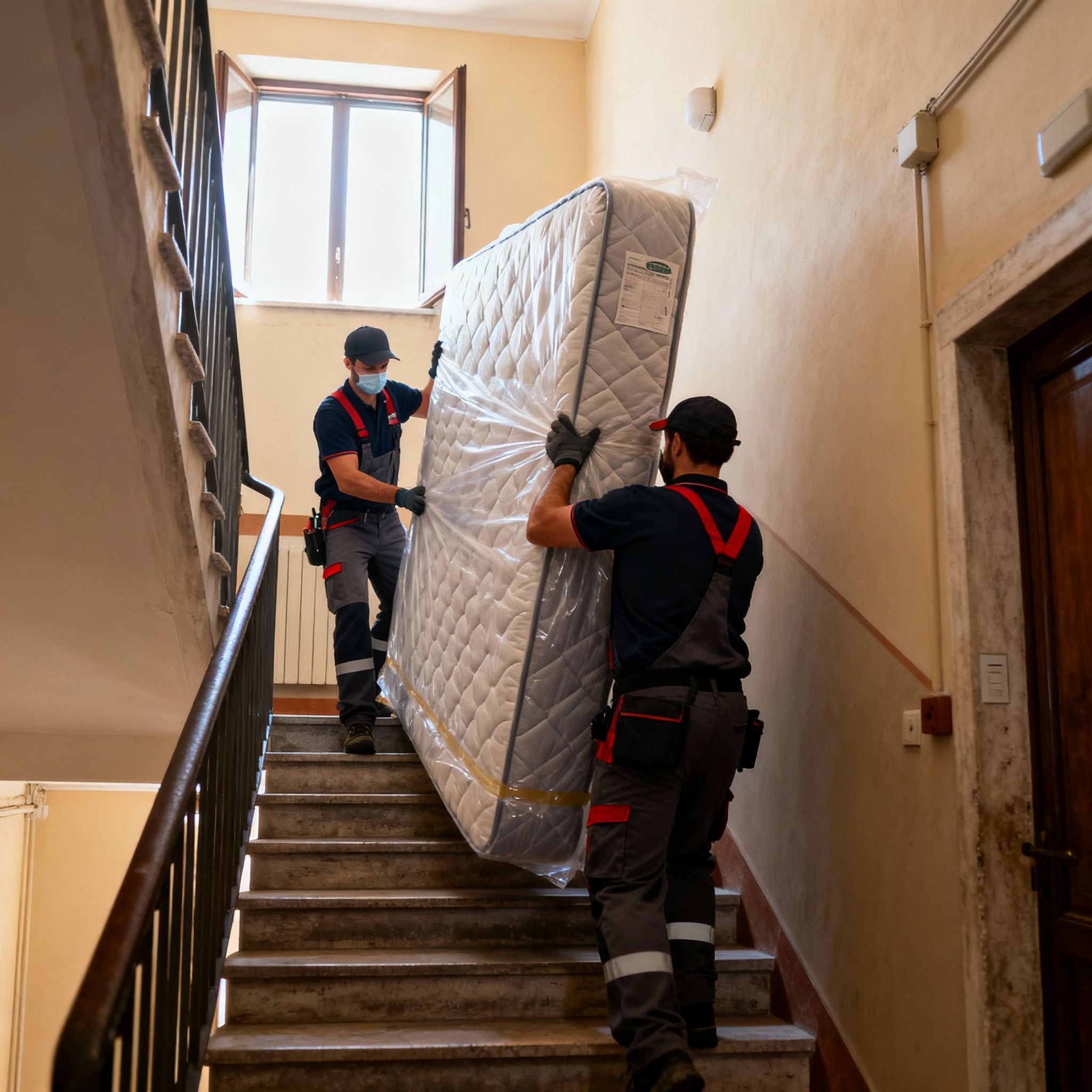 Quartiere Colle Regilo - trasporto materasso in squadra