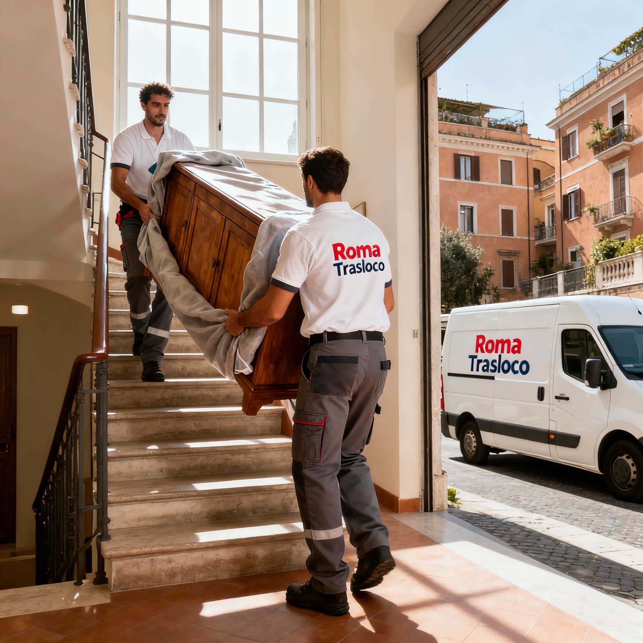Quartiere Colli Aniene - operatori esperti collaborano nel trasporto di mobili pesanti