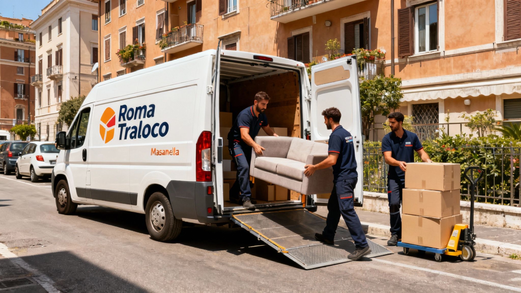 Quartiere Marranella - scarico mobili dal furgone