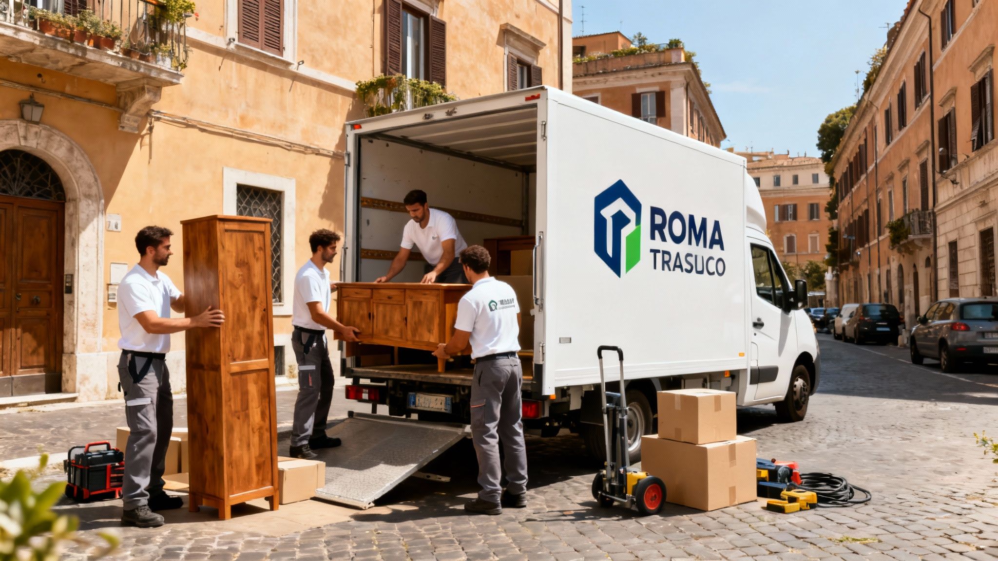 Quartiere Montesacro-Città Giardino - squadra traslocatori professionali carica furgone Roma Trasloco