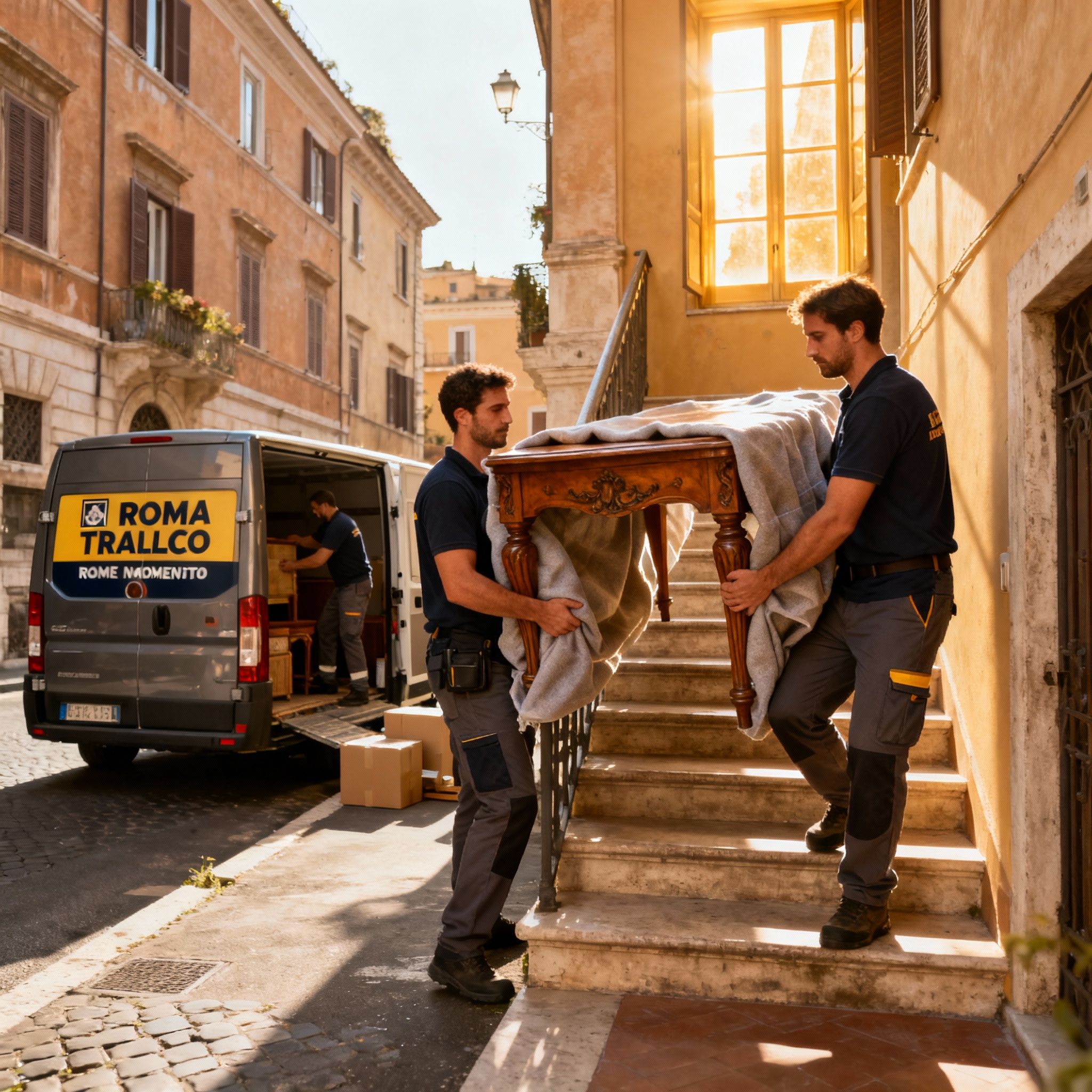 Quartiere Nomentano - operatori esperti collaborano nel trasporto mobili antichi