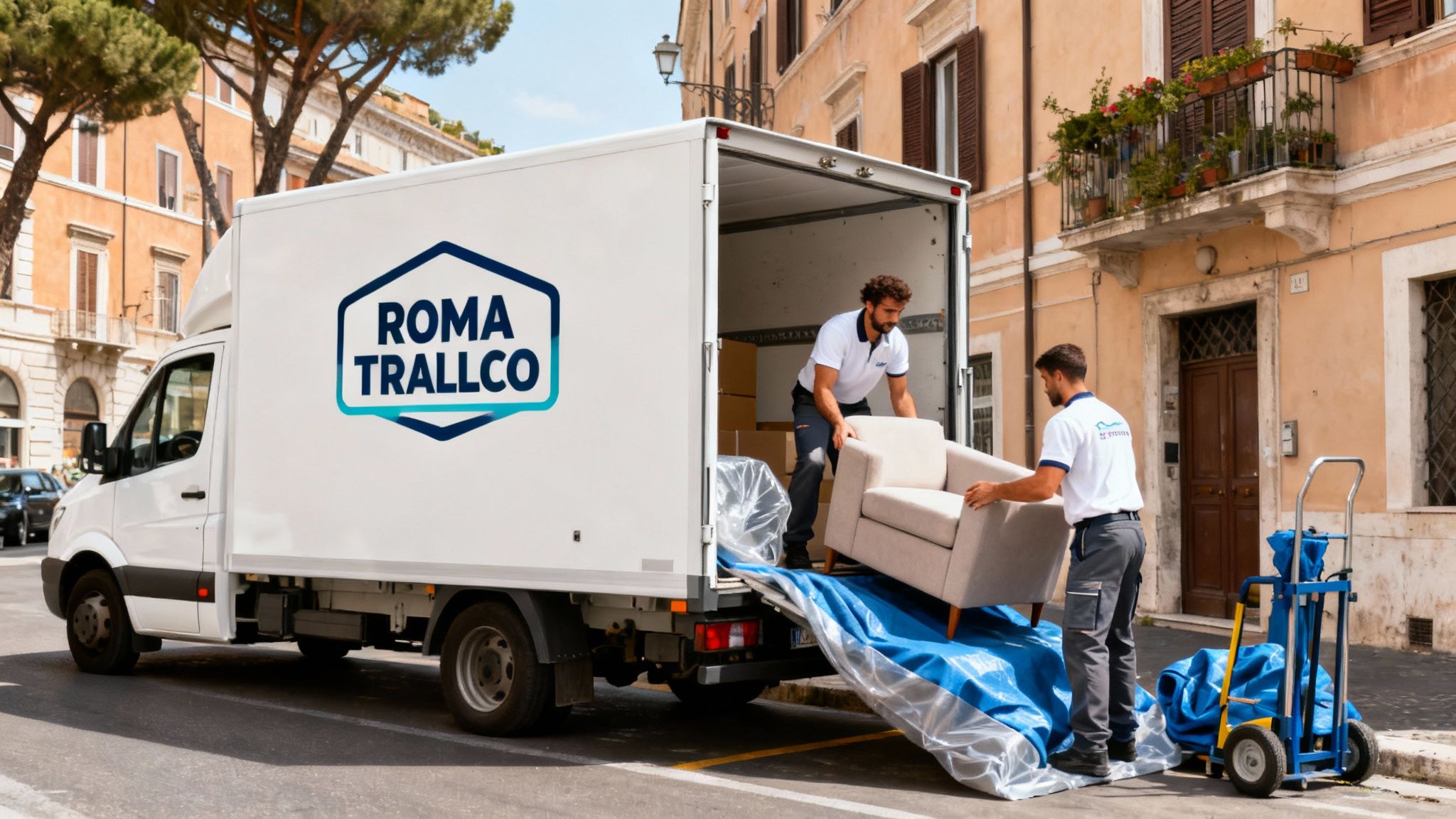 Quartiere Porta Pia - squadra professionale carica mobili su furgone Roma Trasloco