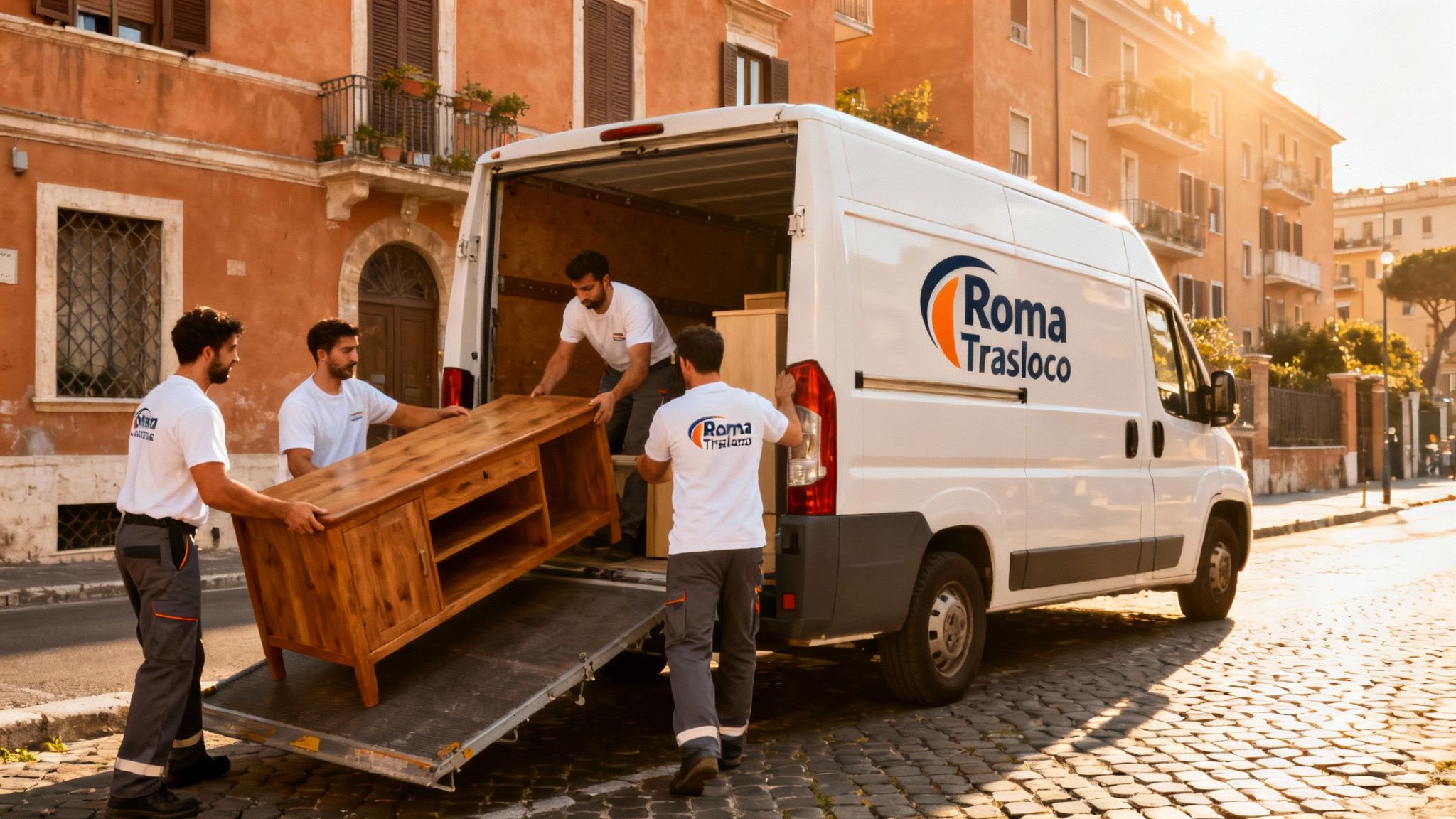 Quartiere Porta di Roma - squadra traslocatori professionali carica mobili su furgone Roma Trasloco