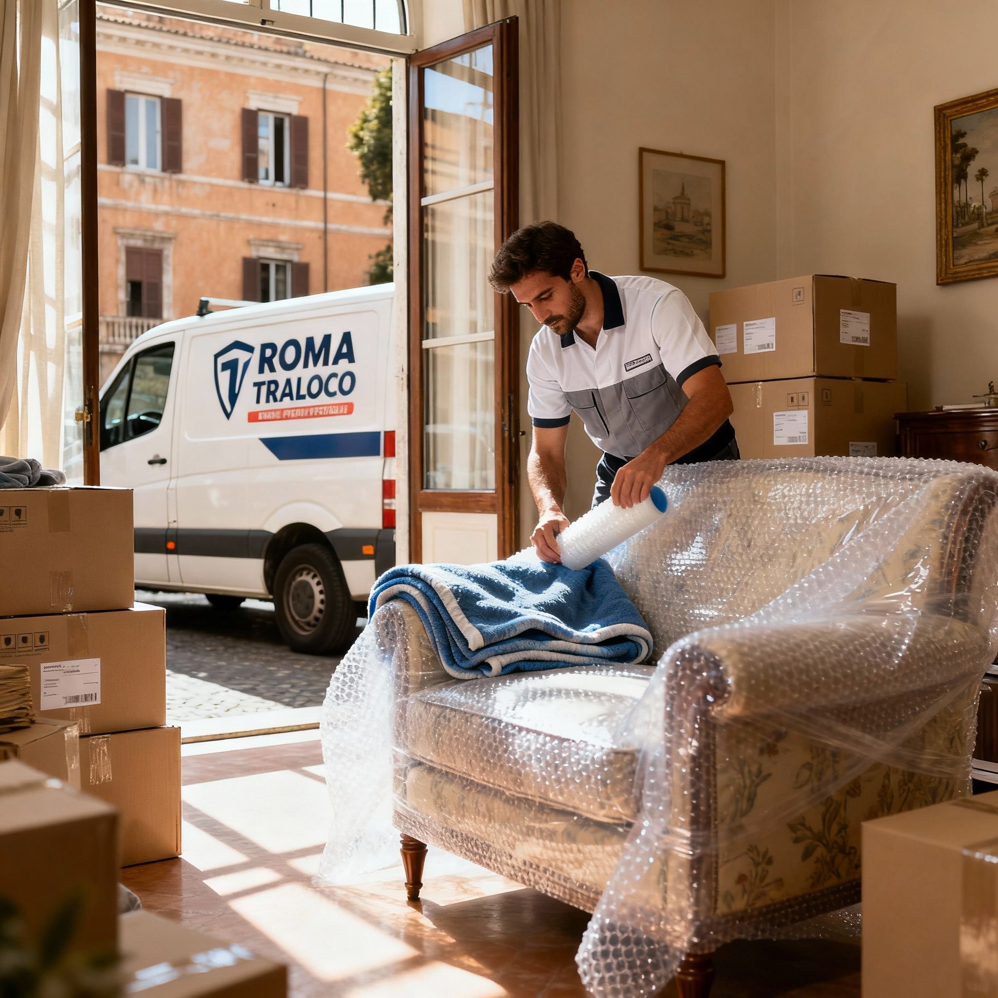 Quartiere Prati Fiscali - operatore professionale impacchetta mobili con materiali di qualità