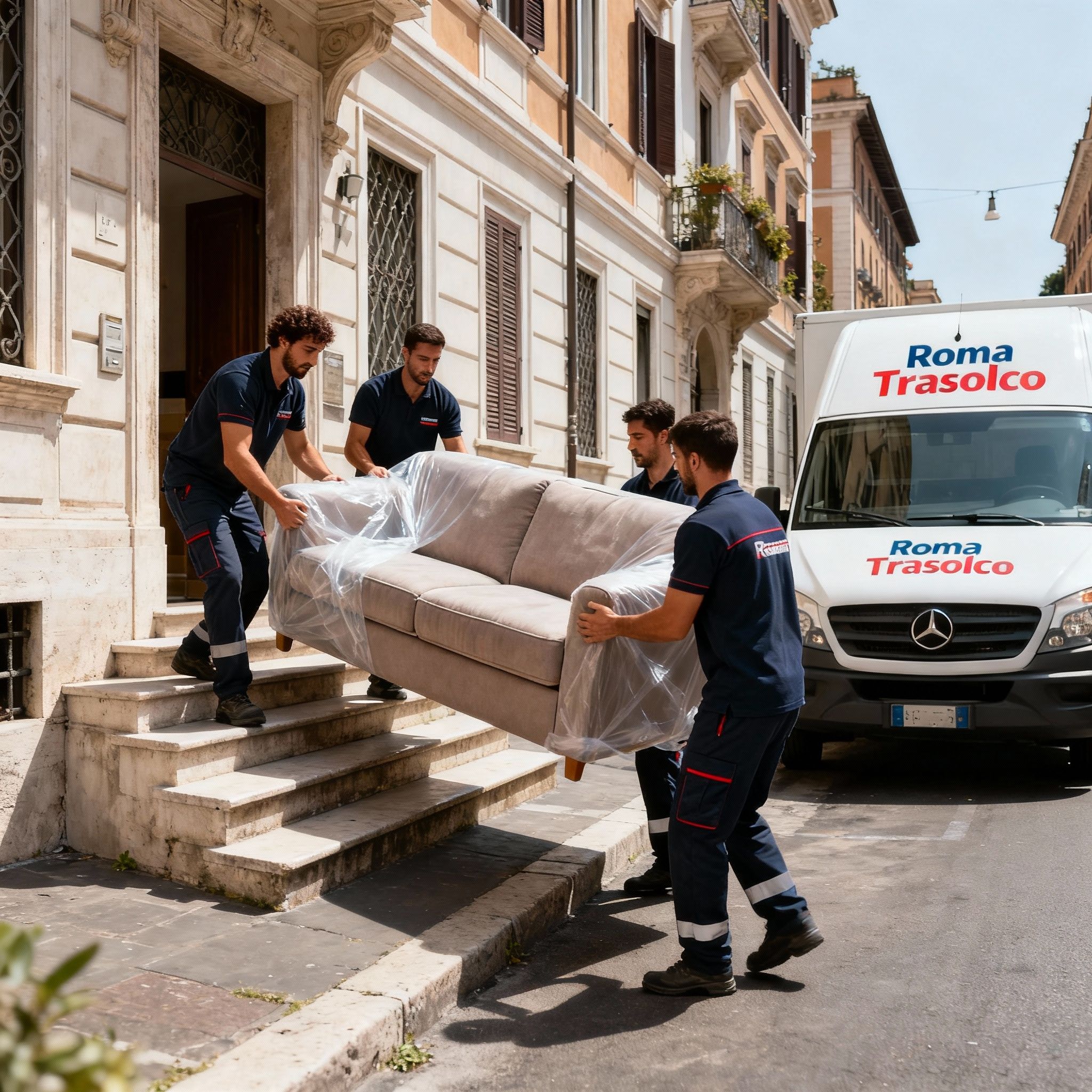 Quartiere Prenestino-Labicano - squadra uomini trasporta divano