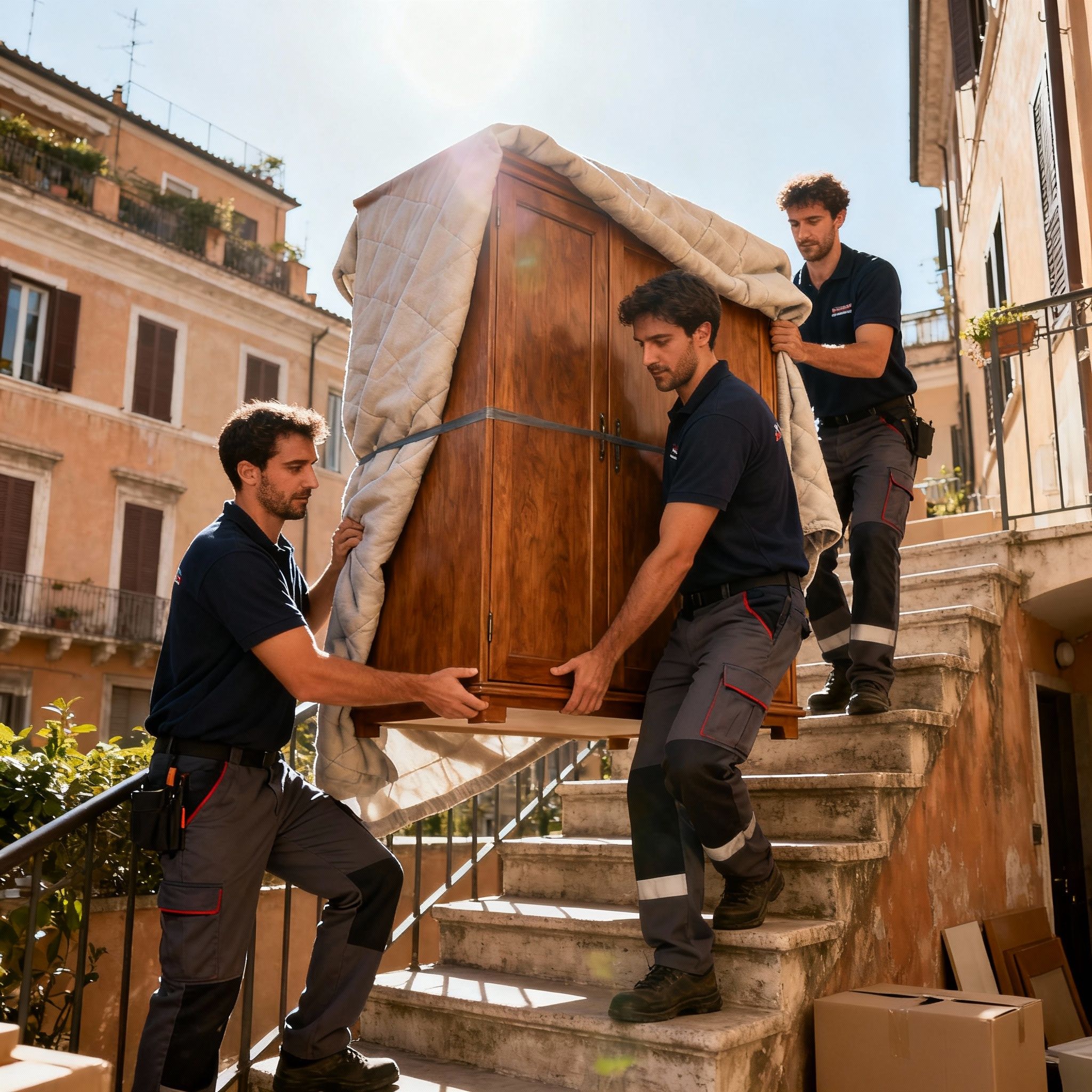 Quartiere San Vittorino - trasporto cabinet con squadra