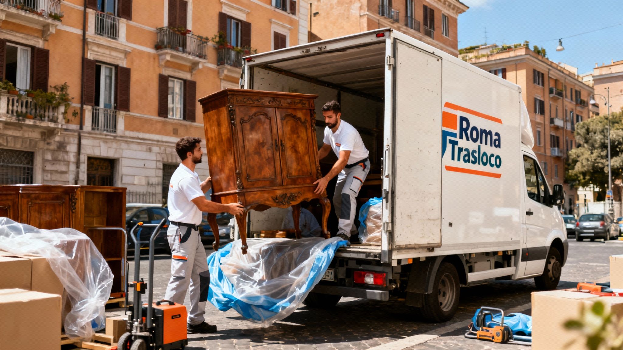 Quartiere Talenti - Squadra professionale traslochi carica mobili su furgone Roma Trasloco