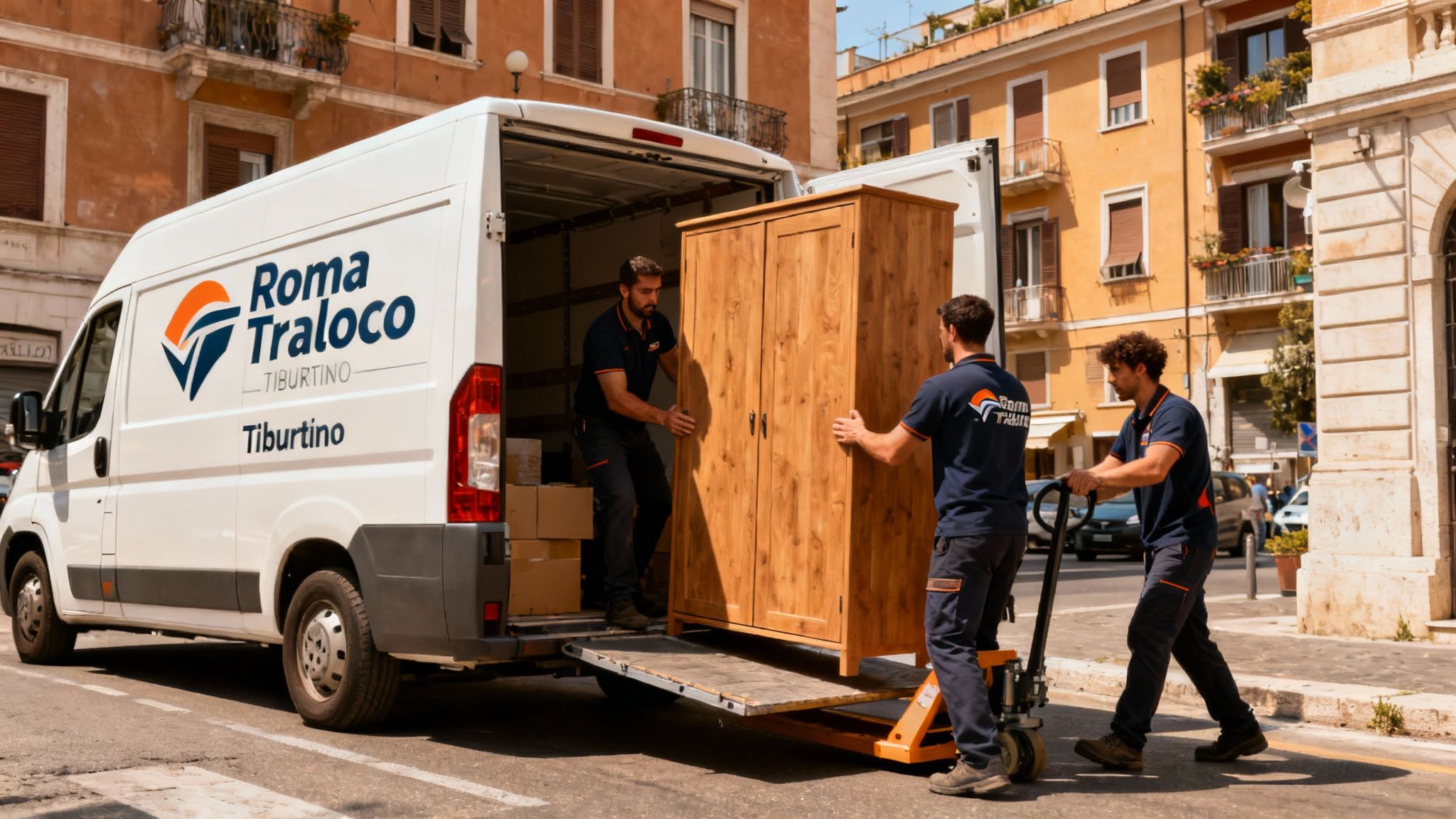 Quartiere Tiburtino - squadra professionale carica mobili