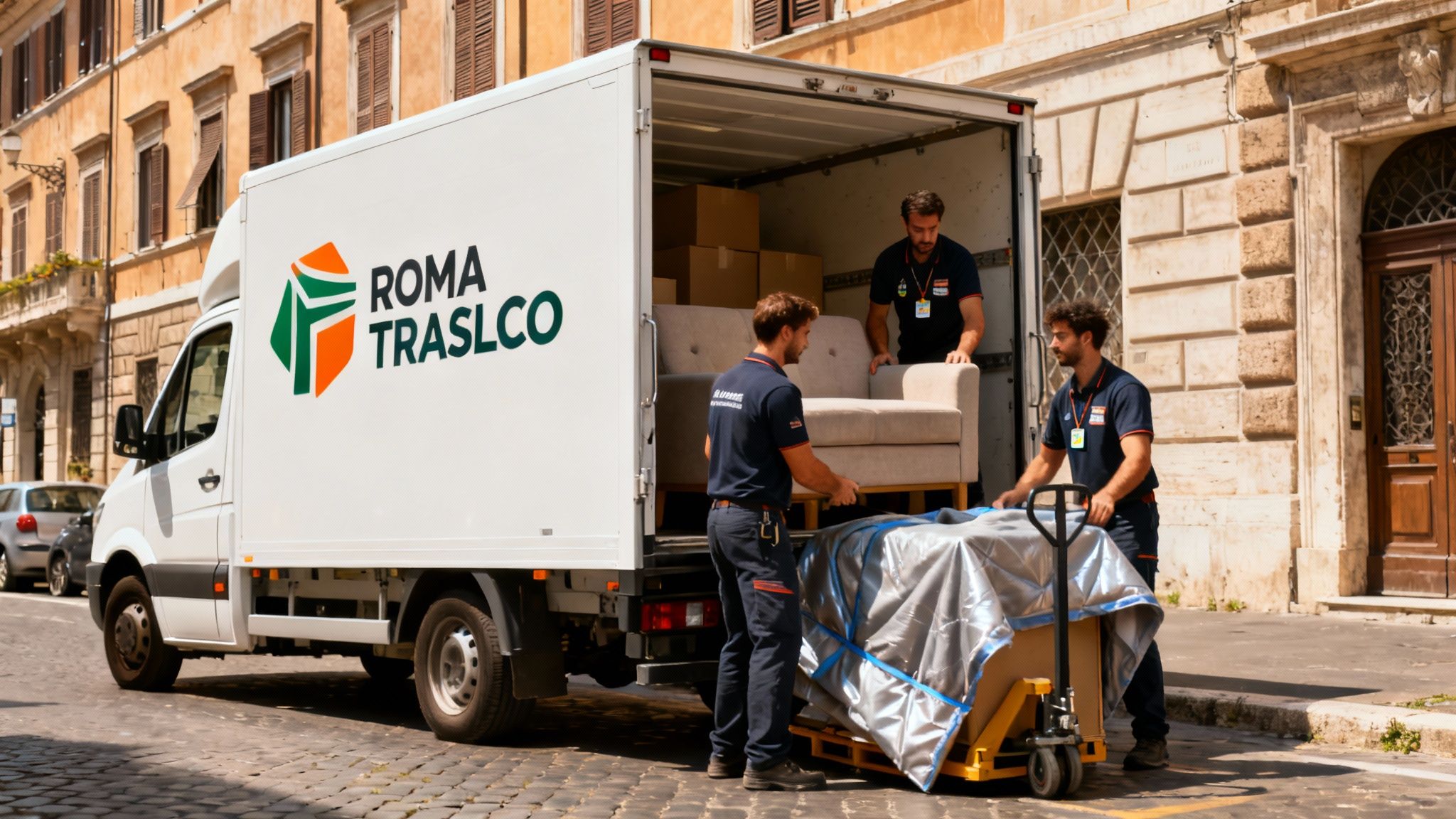 Quartiere Trieste - squadra professionale carica mobili su furgone Roma Trasloco