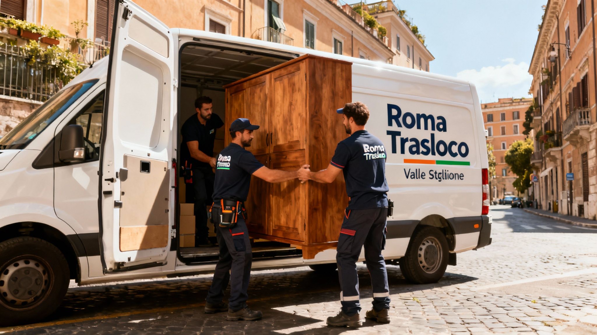 Quartiere Valle Castiglione - squadra professionale carica mobili