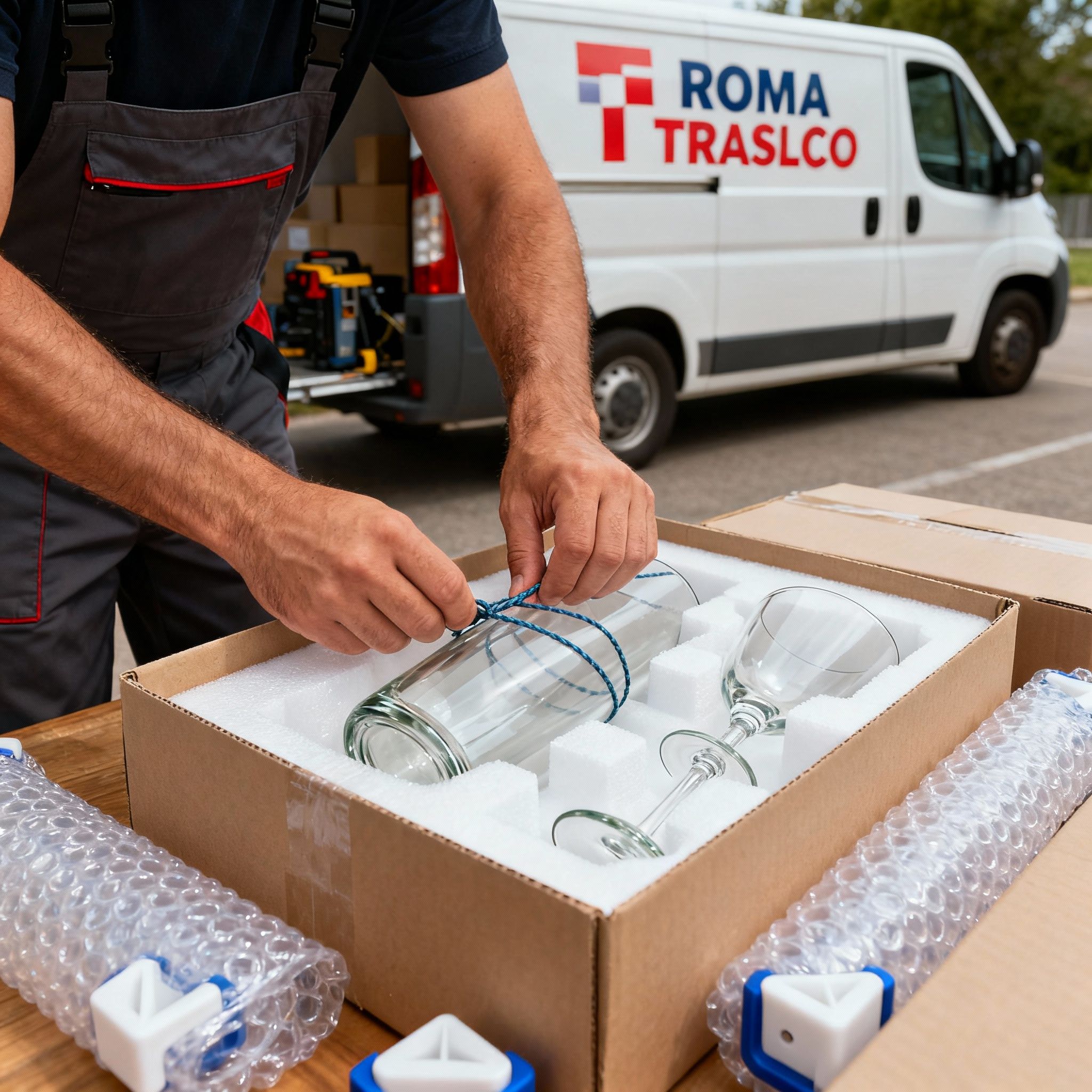 Quartiere Villa Spada - dettaglio mani esperte proteggono oggetti fragili con precisione