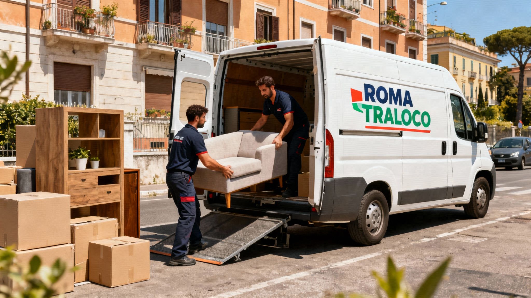 Quartiere Villaggio Prenestino - squadra professionale carica mobili